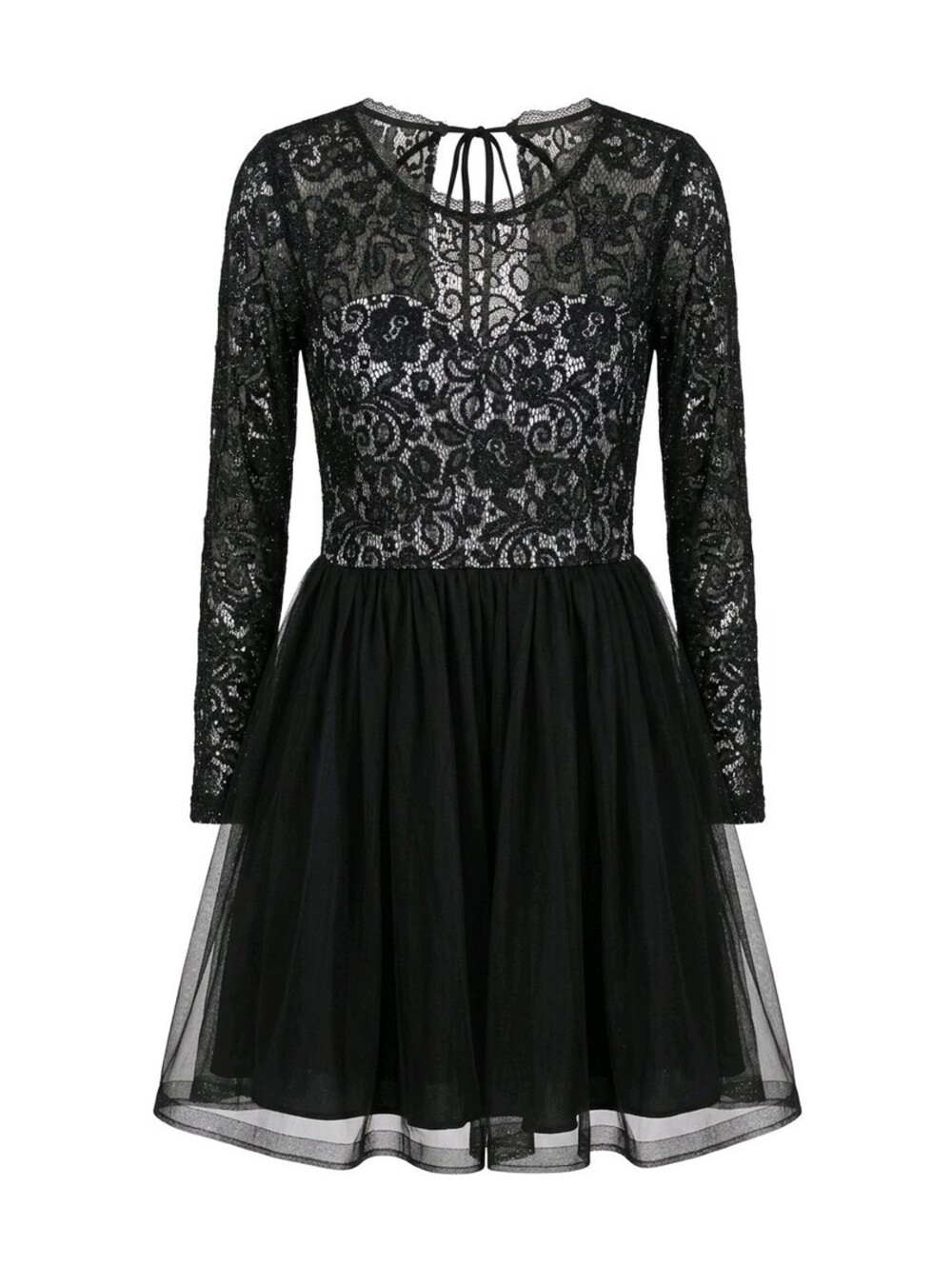 Sequin Hearts Black Lace and Tulle Homecoming Mini Dress - Size 13